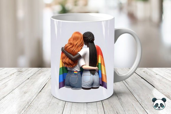 Celebrate Love with Lesbian LGBT 3D Valentine Mug Wrap