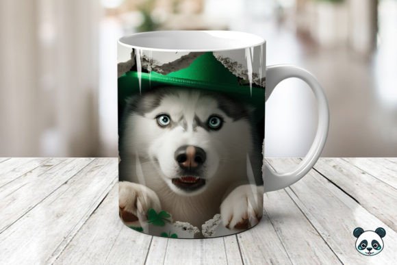 Celebrate Luck and Loyalty with the St Patrick Siberian Husky 3D Mug Wrap