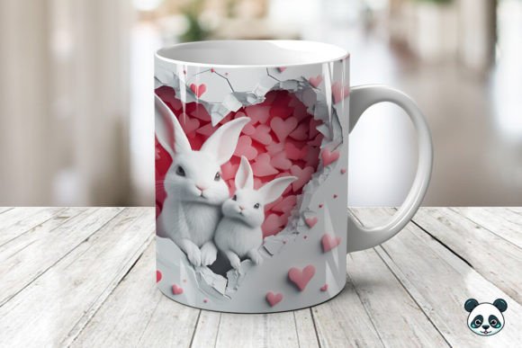 Charming Mom & Baby Bunnies 3D Mug Wrap