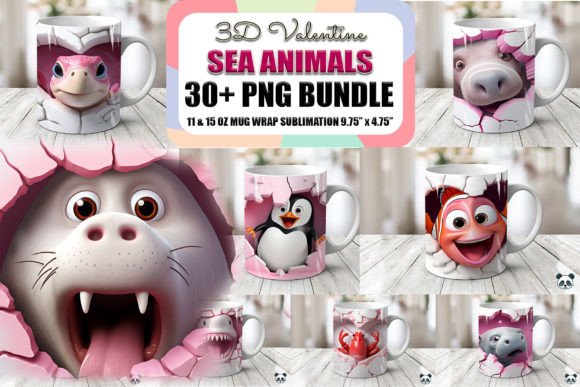 Creative Applications for the Valentine Sea Animals Mug Wrap Bundle in Sublimation Design