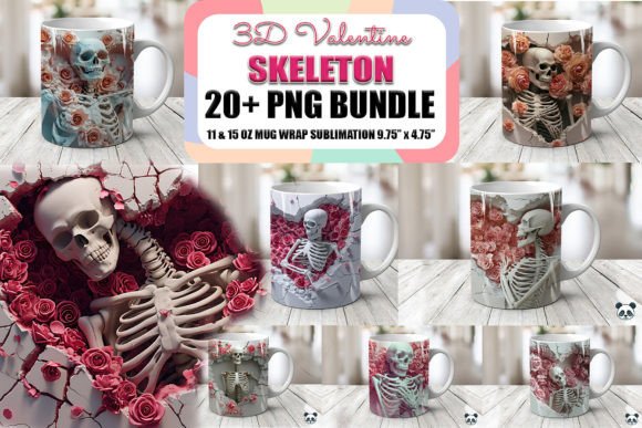 Elevating Sublimation Artistry with the Valentine Skeleton Rose 3D Mug Wrap