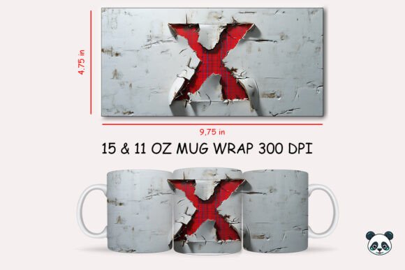Elevating Sublimation Projects with the Red Plaid 3D Letter X Mug Wrap Design