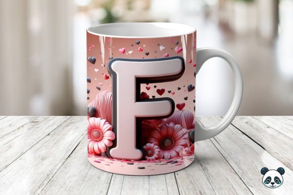 Letter F 3D Valentine Mug Wrap Design