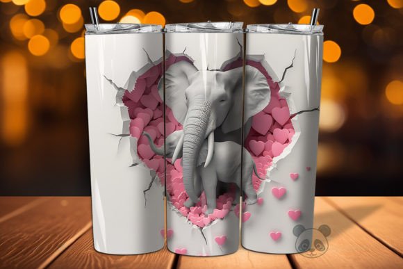 Mom Baby Elephants 3D Tumbler Wrap