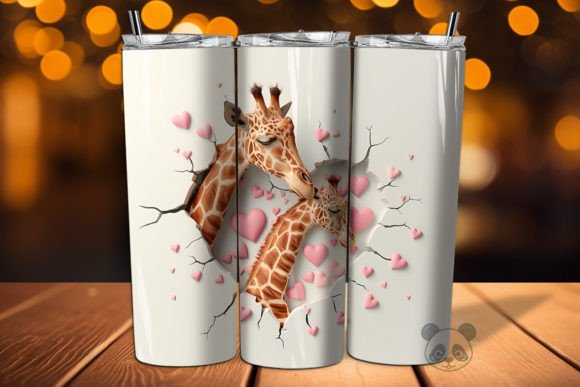 Mom Baby Giraffes 3D Tumbler Wrap Design