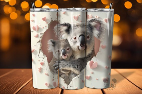 Mom Baby Koalas 3D Tumbler Wrap Design