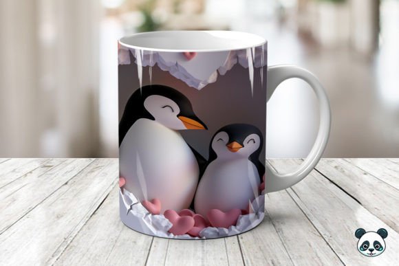 Mom Baby Penguins 3D Mug Wrap Design