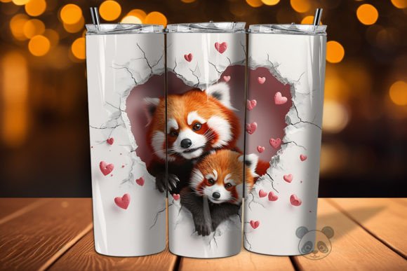 Mom Baby Red Pandas 3D Tumbler Wrap: Elevating Sublimation with Adorable Wildlife Art