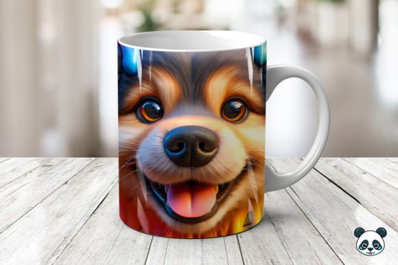 Peek a Boo Dog Colorful 3D Mug Wrap