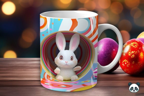 Rabbit Easter Colorful 3D Mug Wrap Guide