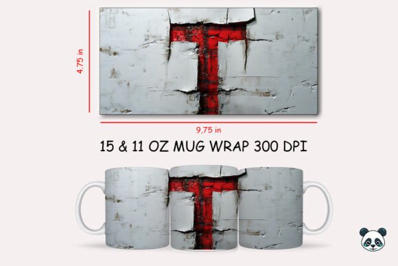 Red Plaid 3D Letter T Mug Wrap