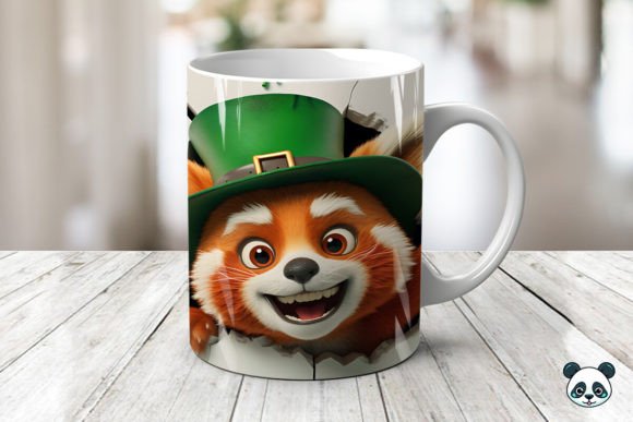 St Patrick Red Pandas 3D Mug Wrap: A Creative Sublimation Design for Festive Drinkware