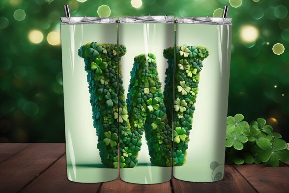 St. Shamrock Letter W 3D Tumbler Wrap