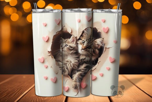 Strategic Branding with Mom Baby Kittens 3D Tumbler Wrap Designs