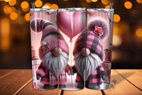Valentine Couple Gnome 3D Tumbler Wrap