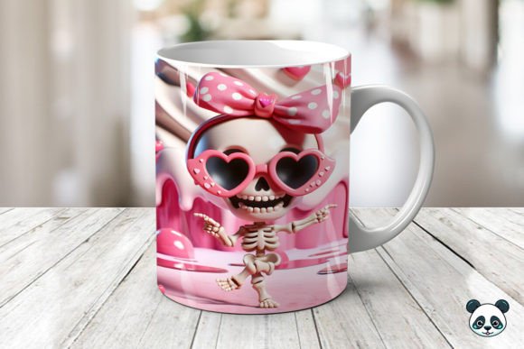 Valentine Dancing Skeleton 3D Mug Wrap: A Unique Sublimation Design for Creative Makers