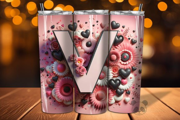 Valentine Letter V 3D Tumbler Wrap Guide