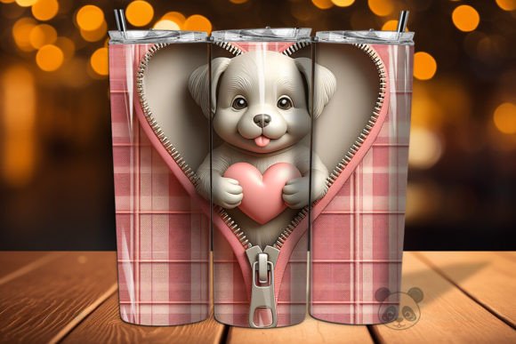 Valentine Zipper Dog 3D Tumbler Wrap: A Creative Asset for Modern Sublimation